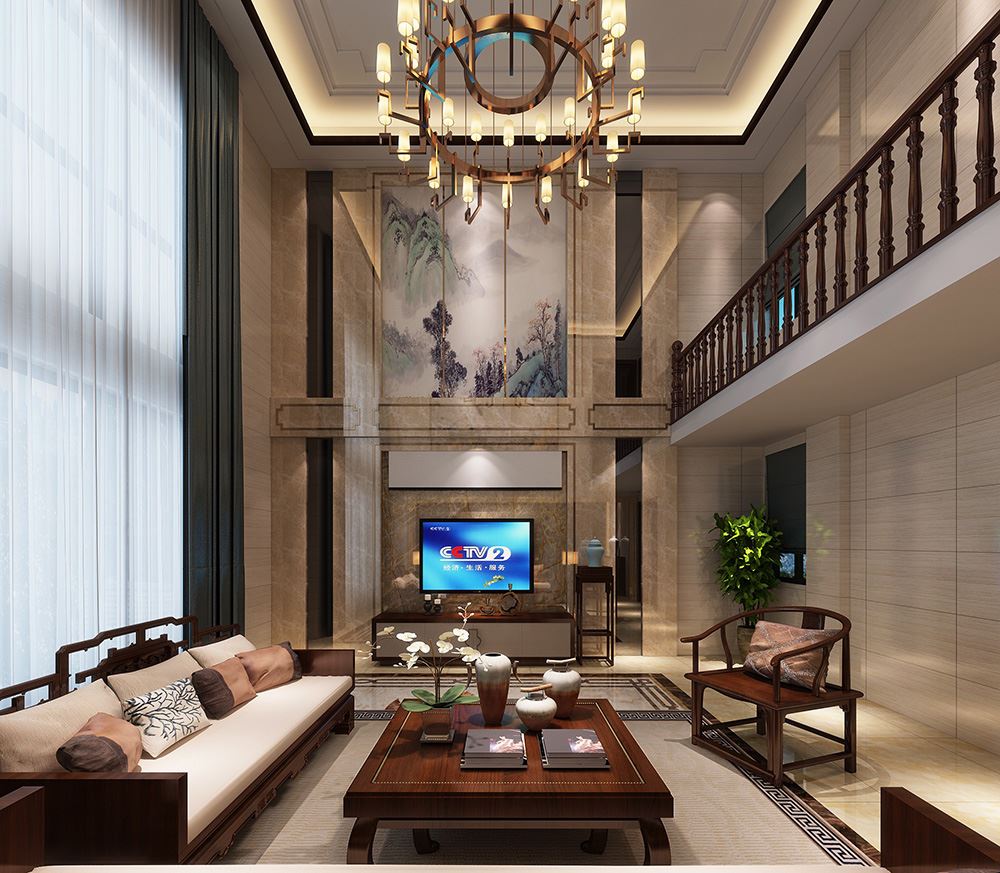 湛江市金地華庭新中式風格別墅裝修案例