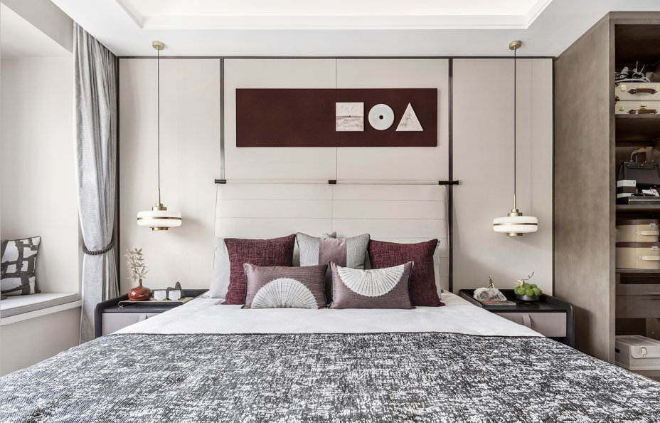 新中式風(fēng)格家裝設(shè)計(jì)室內(nèi)裝修效果圖-臥室