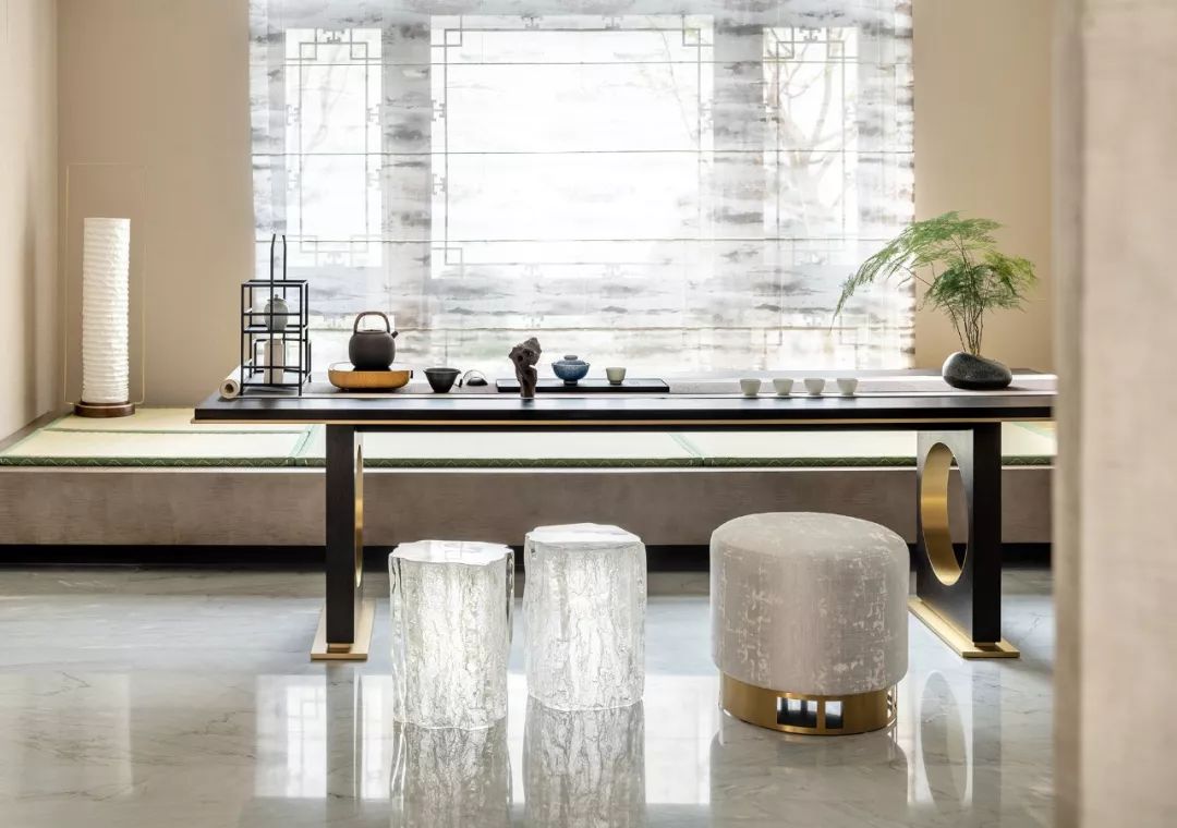 新中式風格家裝設(shè)計室內(nèi)裝修效果圖-茶室