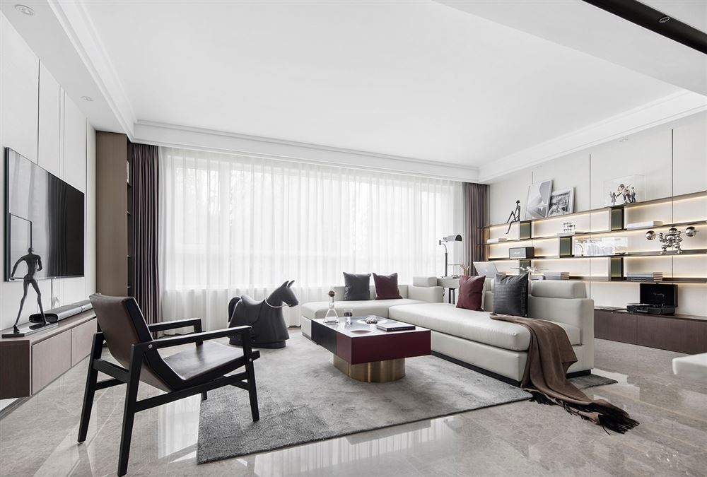 江門市江門奧園輕奢風格三居室裝修案例