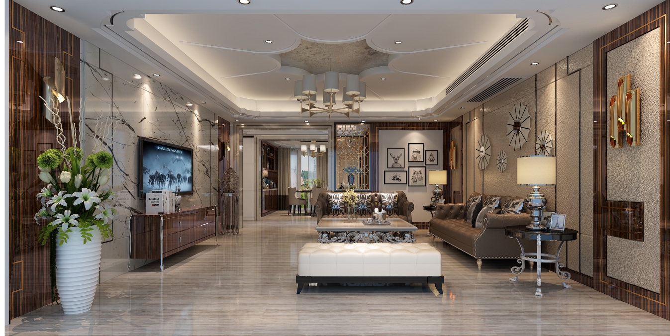 德陽(yáng)市電信小區(qū)歐式風(fēng)格五居室裝修案例