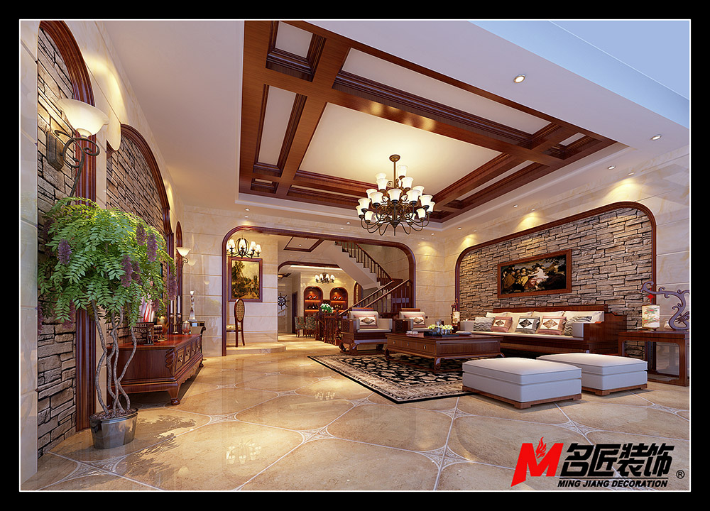 華達(dá)新城四居204平米美式風(fēng)格裝修案例-客廳全景 華達(dá)新城四居204平米美式風(fēng)格裝修案例-客廳全景