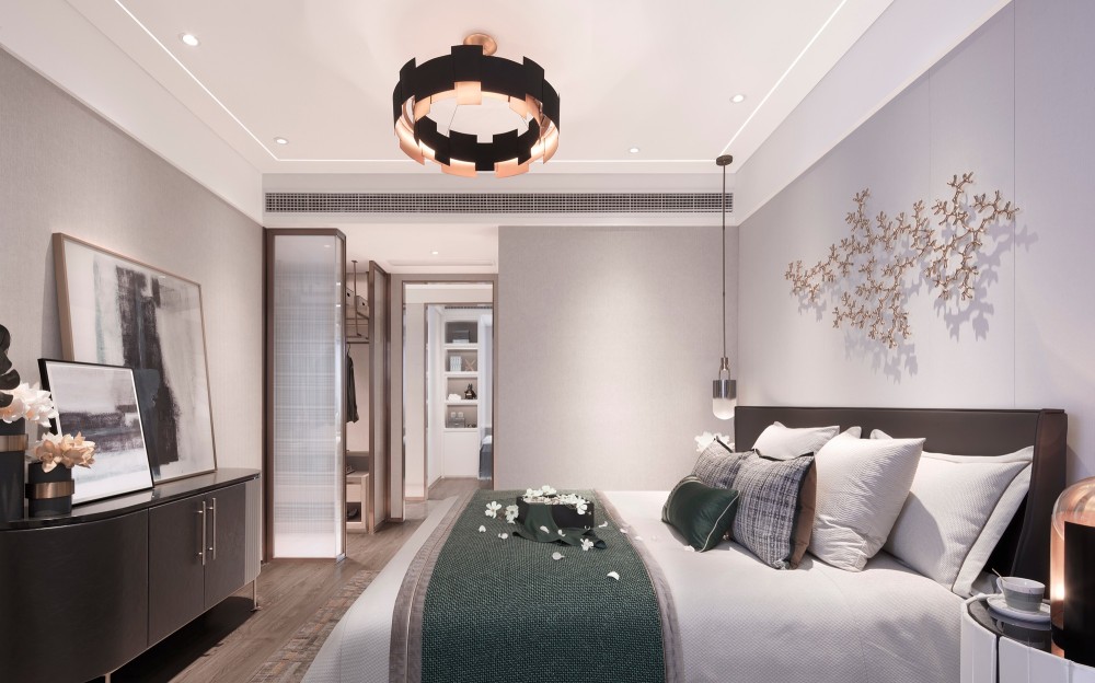 輕奢風(fēng)格室內(nèi)家裝案例效果圖-臥室 輕奢風(fēng)格室內(nèi)家裝案例效果圖-臥室