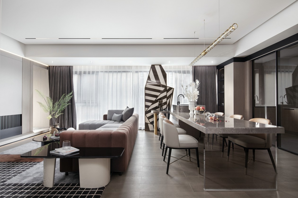 現(xiàn)代輕奢風格室內(nèi)設(shè)計家裝案例-客餐廳 現(xiàn)代輕奢風格室內(nèi)設(shè)計家裝案例-客餐廳