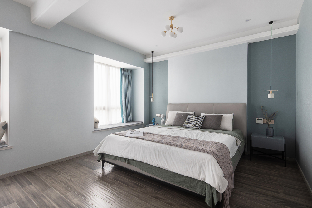 北歐莫蘭迪風(fēng)格室內(nèi)設(shè)計(jì)家裝案例-主臥 北歐莫蘭迪風(fēng)格室內(nèi)設(shè)計(jì)家裝案例-主臥