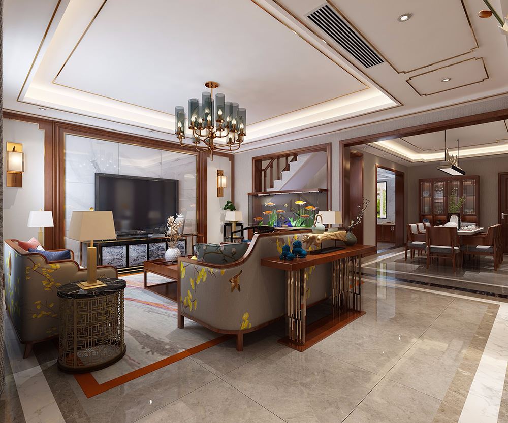 佛山市保利雲(yún)上新中式風(fēng)格別墅裝修案例