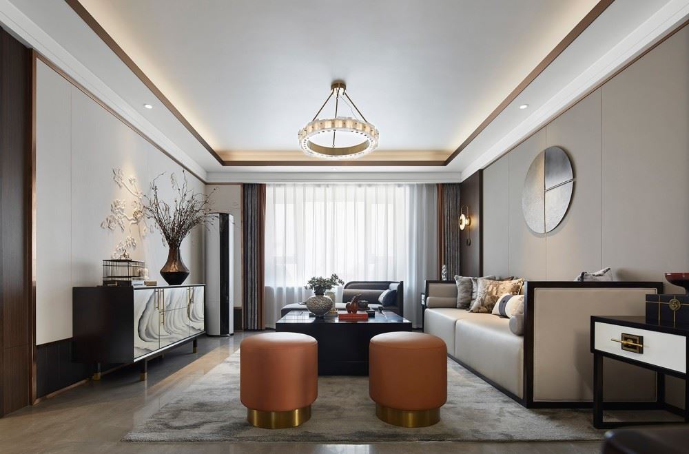 江門市興南小區(qū)新中式風(fēng)格四居室裝修案例