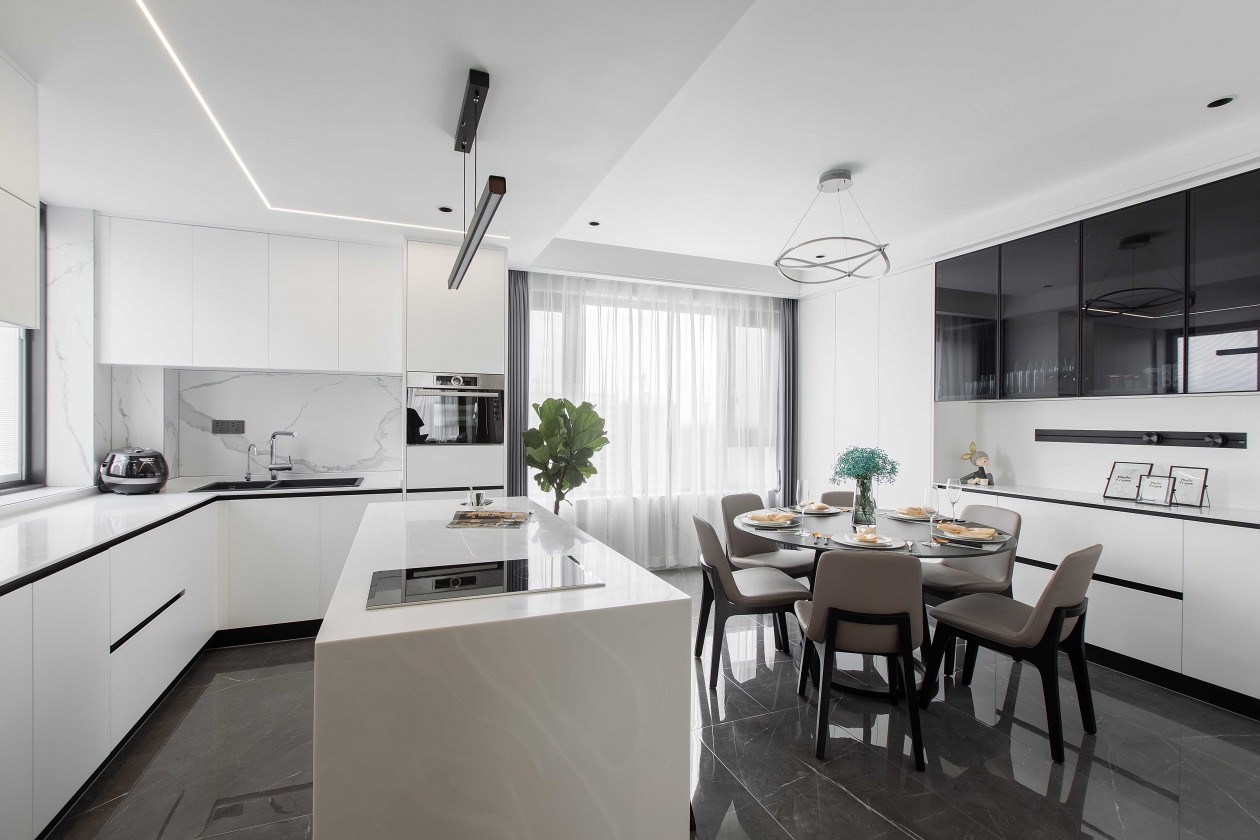 現(xiàn)代簡約風格室內家裝案例效果圖-廚餐廳