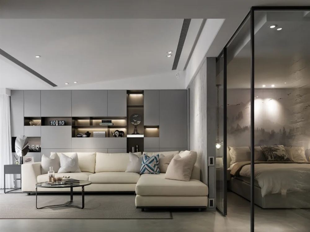 裝修案例現(xiàn)代前衛(wèi)風格室內(nèi)裝修效果圖-萬科云山四居217平米