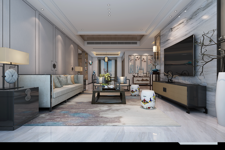 裝修公司新中式風格室內裝修效果圖-客廳 裝修公司新中式風格室內裝修效果圖-客廳