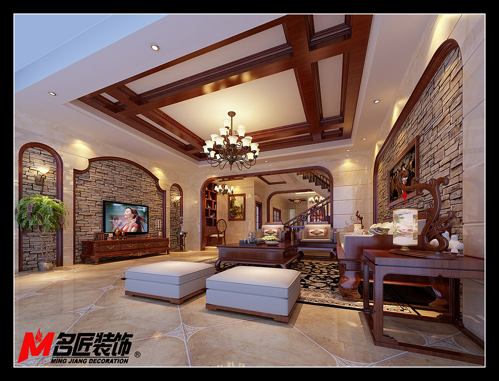 華達(dá)新城四居204平米美式風(fēng)格裝修案例-客廳 華達(dá)新城四居204平米美式風(fēng)格裝修案例-客廳