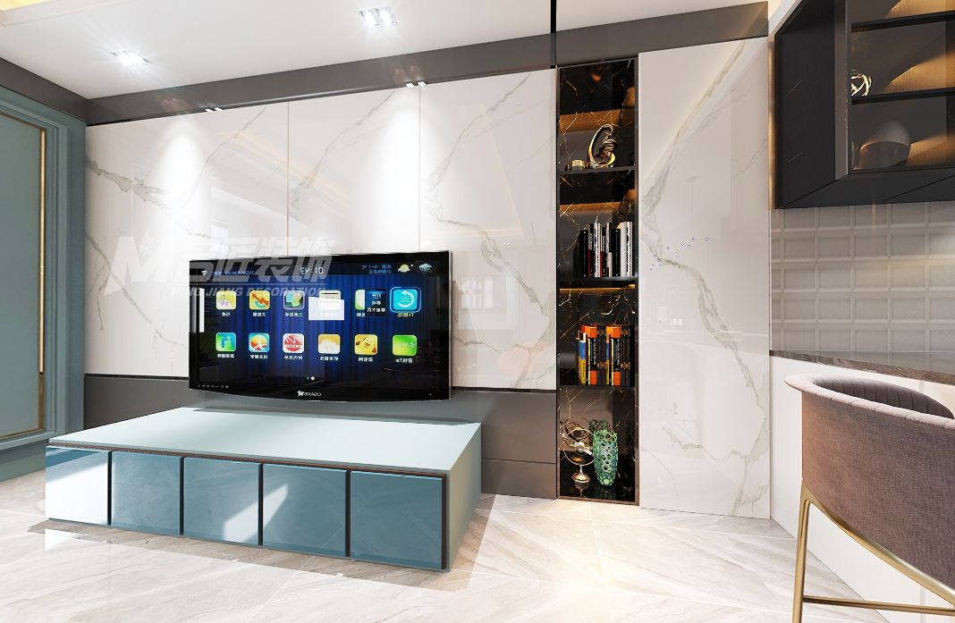 小戶型北歐輕奢室內(nèi)裝修設(shè)計(jì)-客廳電視背景墻 小戶型北歐輕奢室內(nèi)裝修設(shè)計(jì)-客廳電視背景墻