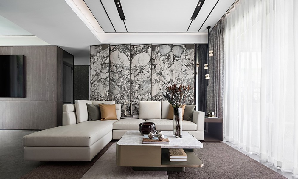 輕奢高級灰風格室內家裝案例效果圖-客廳 輕奢高級灰風格室內家裝案例效果圖-客廳