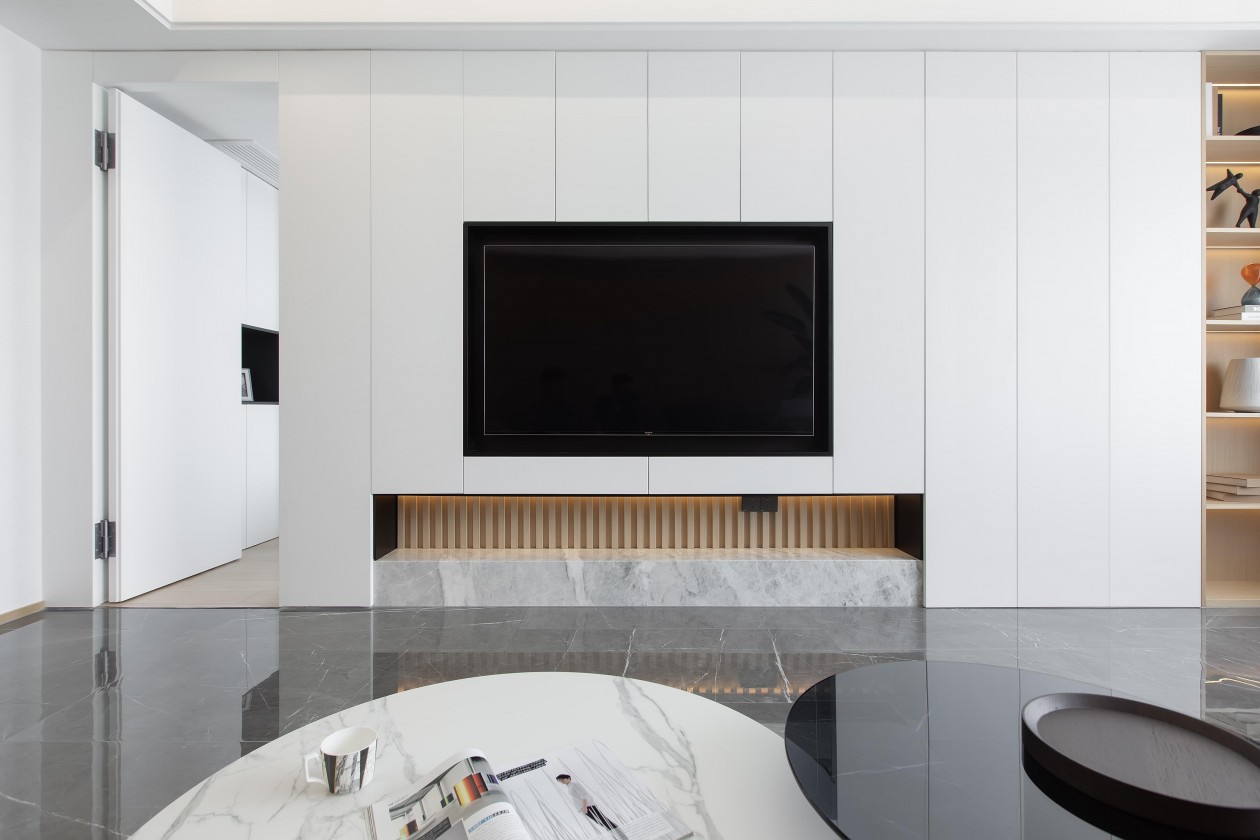 現(xiàn)代簡約風格室內家裝案例效果圖-客廳電視背景墻