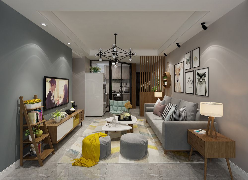 臺州市鉑金家園北歐風(fēng)格二居室裝修案例