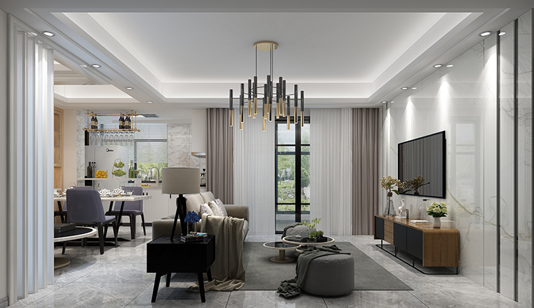 佛山市綠城桂語(yǔ)映月現(xiàn)代簡(jiǎn)約風(fēng)格三居室裝修案例