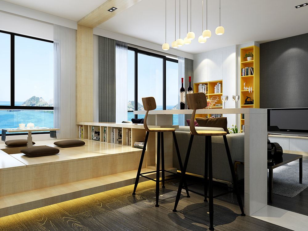 楚雄彝族自治州萬盛金瀾半島小區(qū)現(xiàn)代簡約風(fēng)格二居室裝修案例