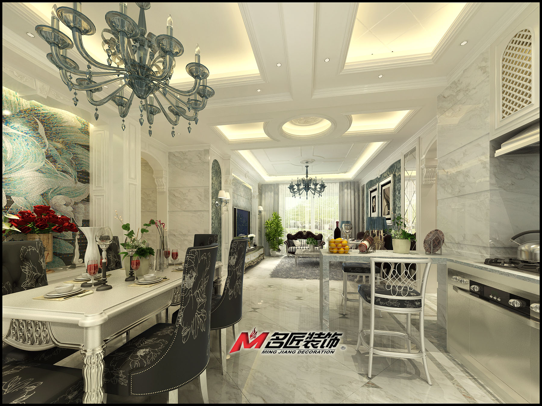 佛山市時代南灣歐式風(fēng)格三居室裝修案例