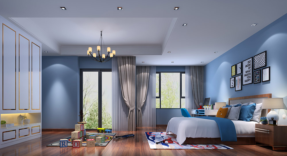 新中式風格別墅裝修效果圖-東逸灣翠河澗四居190平米-兒童房 新中式風格別墅裝修效果圖-東逸灣翠河澗四居190平米-兒童房