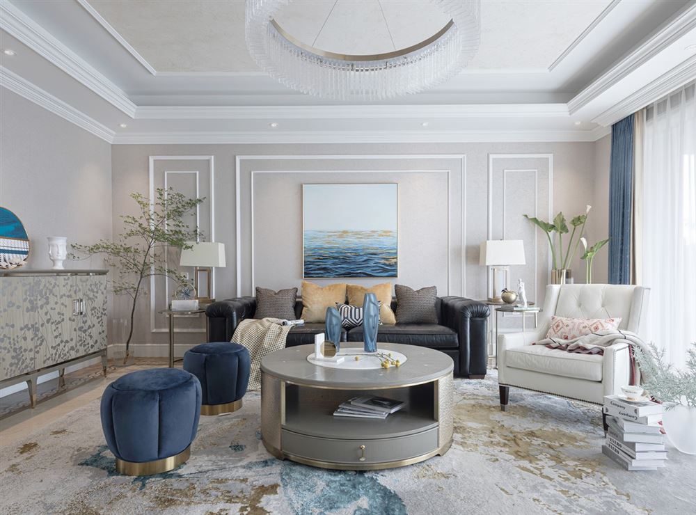 自貢市貢井區(qū)席草田居委會小區(qū)輕奢風格四居室裝修案例