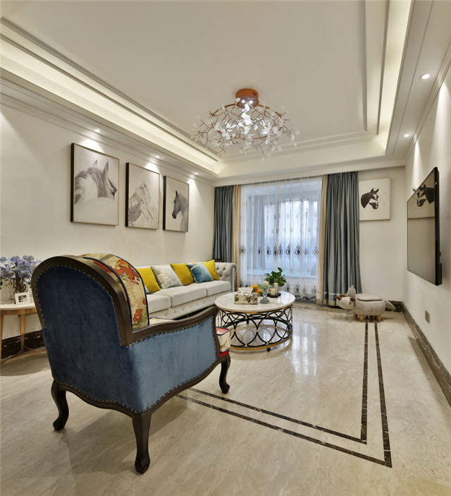 裝修案例美式輕奢風格室內(nèi)裝修效果圖-客廳 裝修案例美式輕奢風格室內(nèi)裝修效果圖-客廳