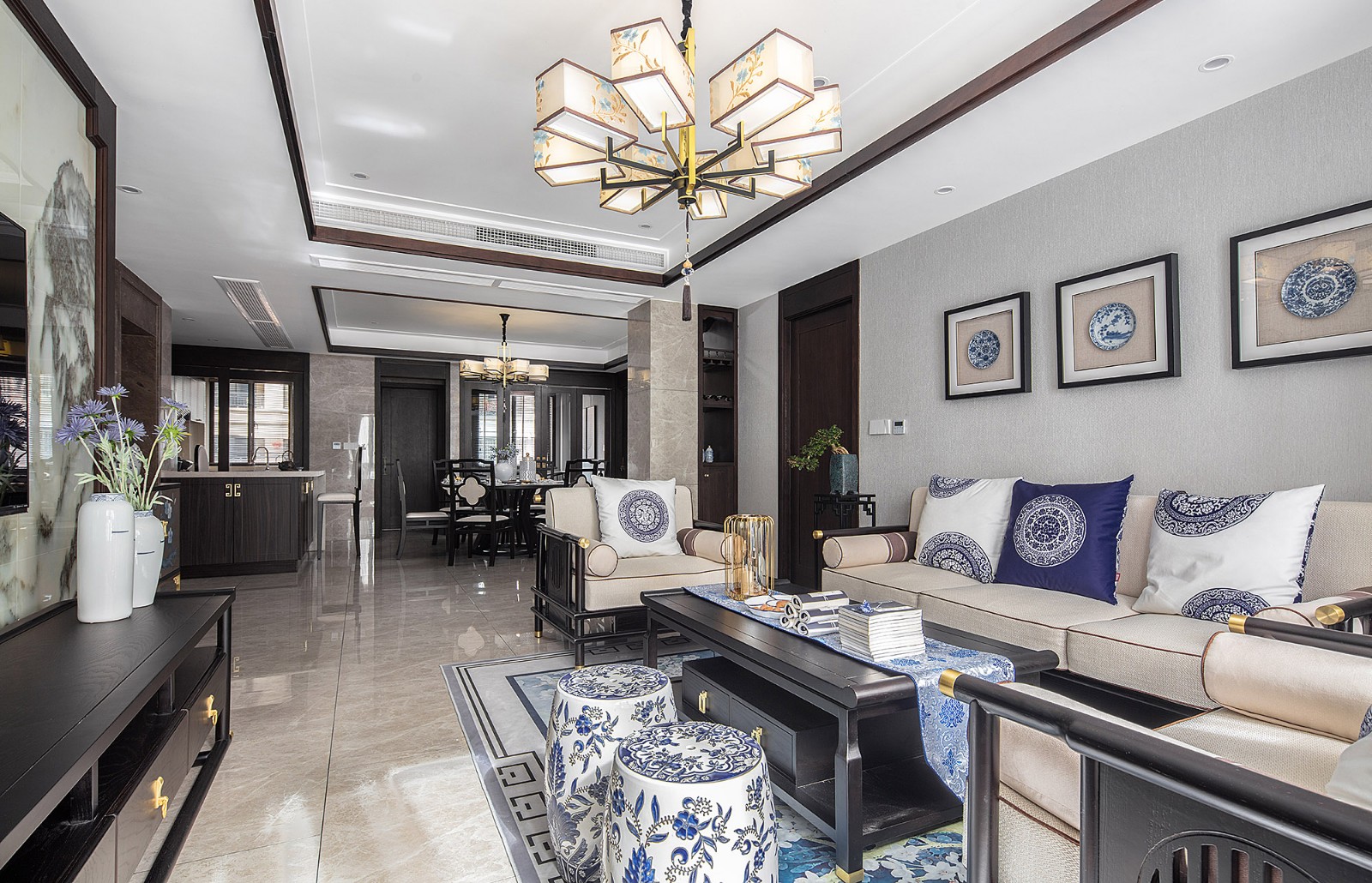 裝修案例新中式風(fēng)格室內(nèi)裝修效果圖-客廳 裝修案例新中式風(fēng)格室內(nèi)裝修效果圖-客廳