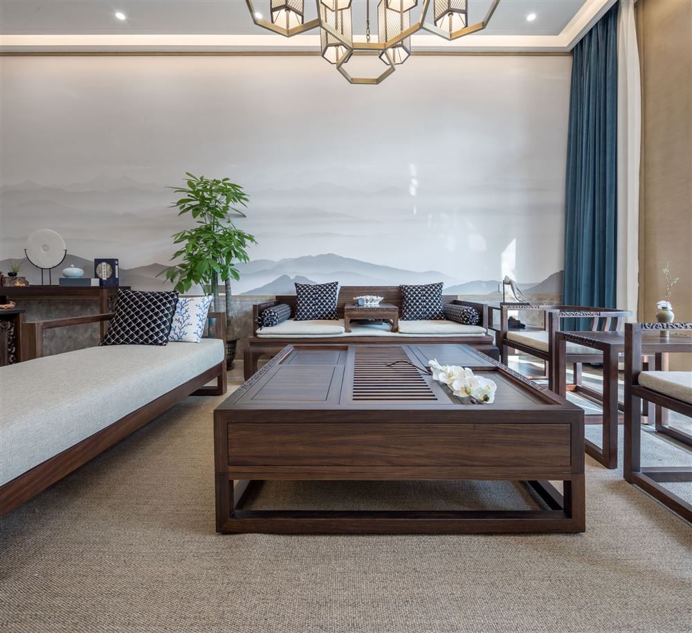 佛山市鵬瑞&middot;三龍灣1號新中式風(fēng)格平層裝修案例