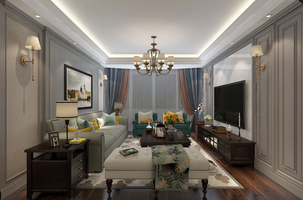 連云港市嘉會(huì)城美式風(fēng)格三居室裝修案例