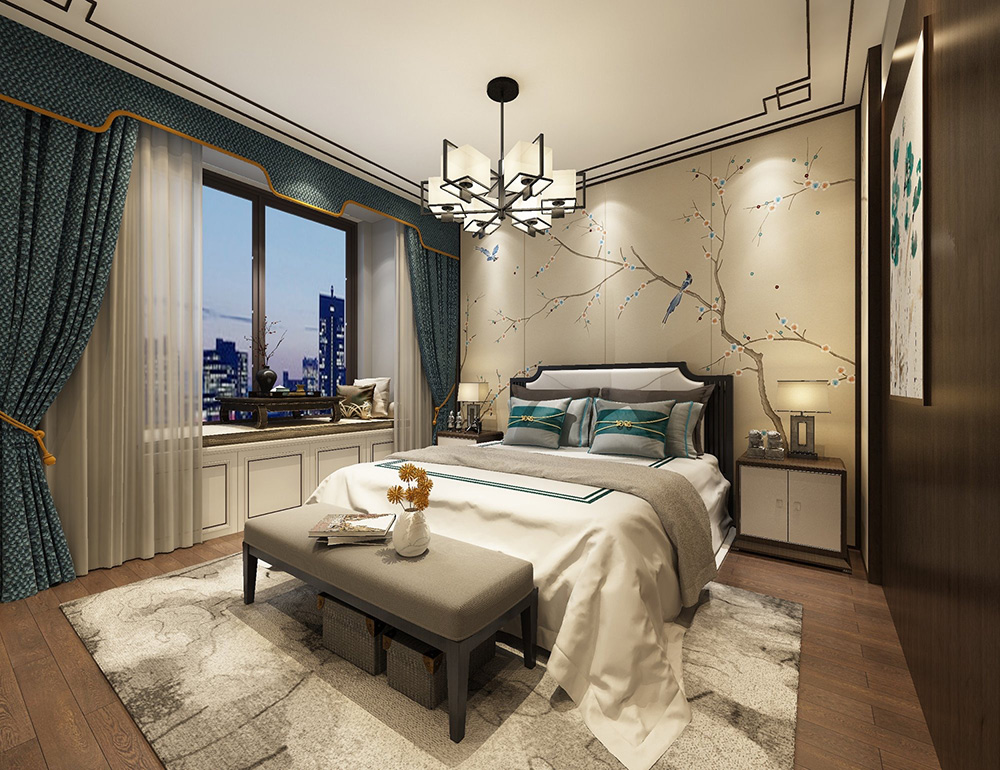 裝修公司新中式風(fēng)格復(fù)式裝修效果圖-臥室 裝修公司新中式風(fēng)格復(fù)式裝修效果圖-臥室
