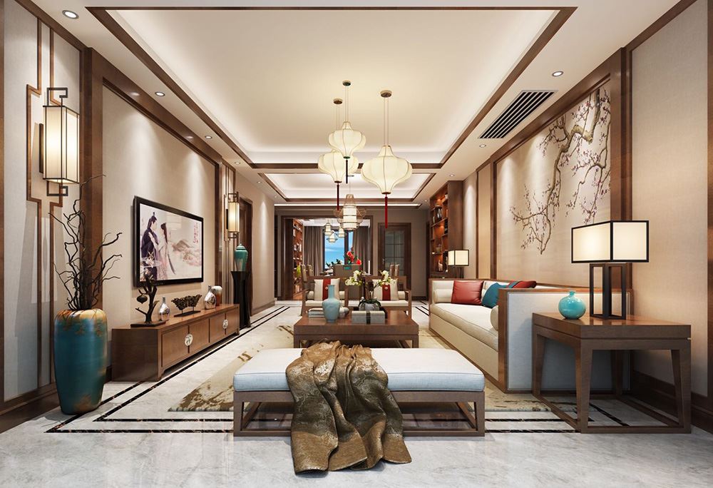 衢州市長河&middot;瀚林綠洲新中式風(fēng)格三居室裝修案例