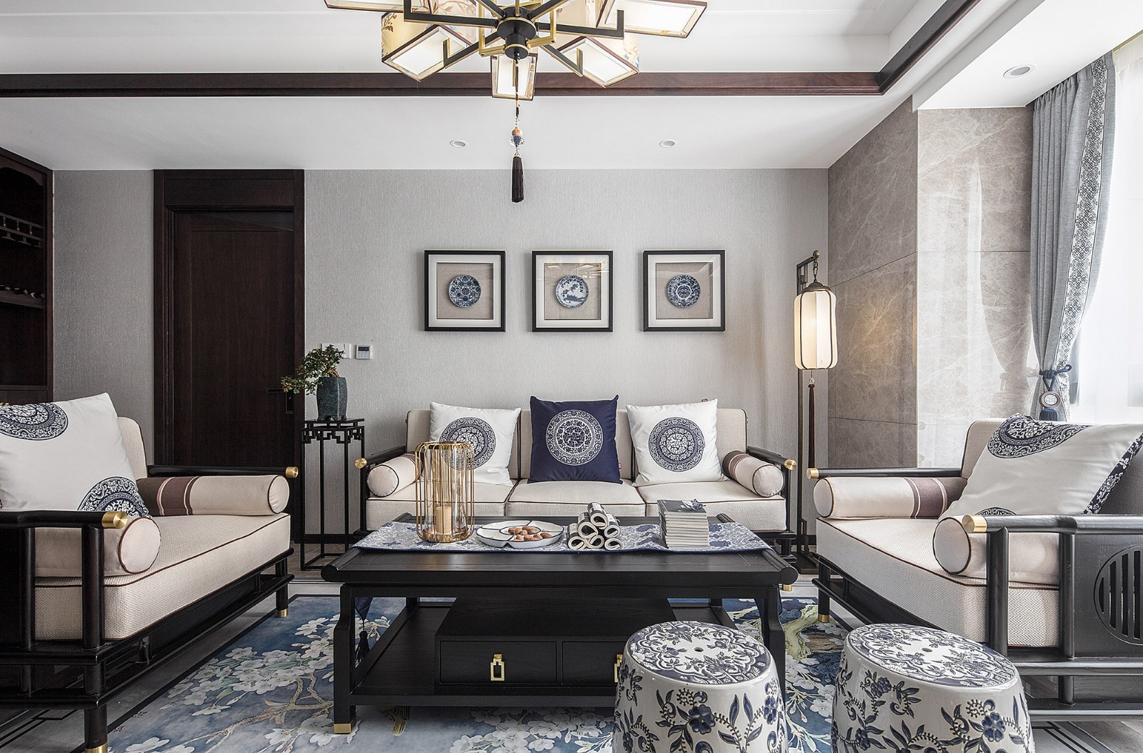 裝修案例新中式風(fēng)格室內(nèi)裝修效果圖-客廳 裝修案例新中式風(fēng)格室內(nèi)裝修效果圖-客廳