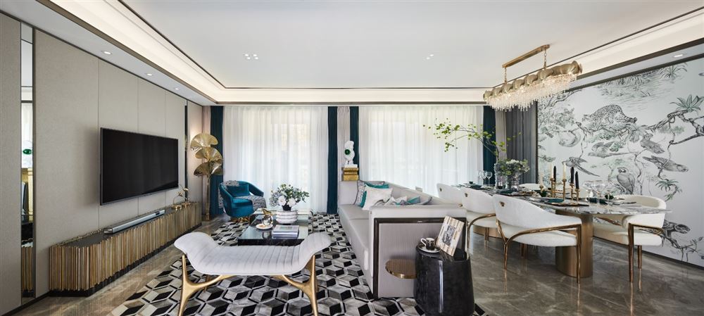 自貢市對景東路7號院新中式風(fēng)格四居室裝修案例