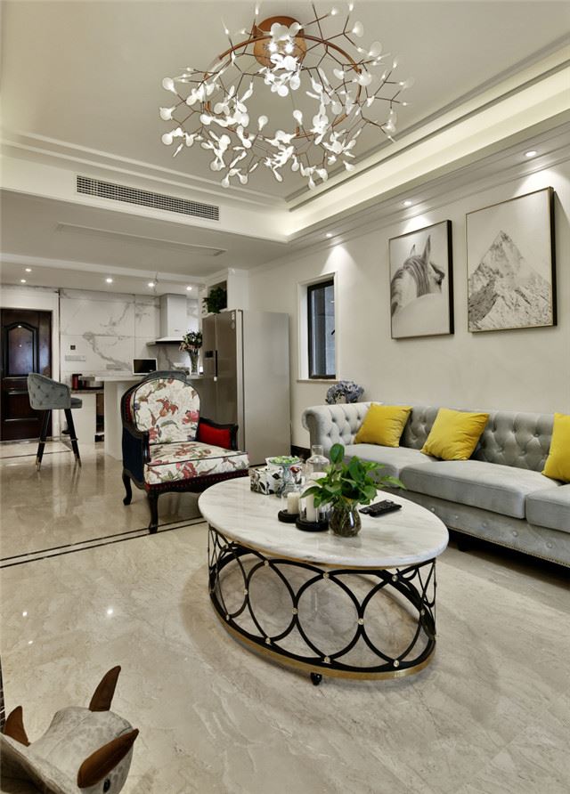 江門市美的公園天下美式風(fēng)格三居室裝修案例