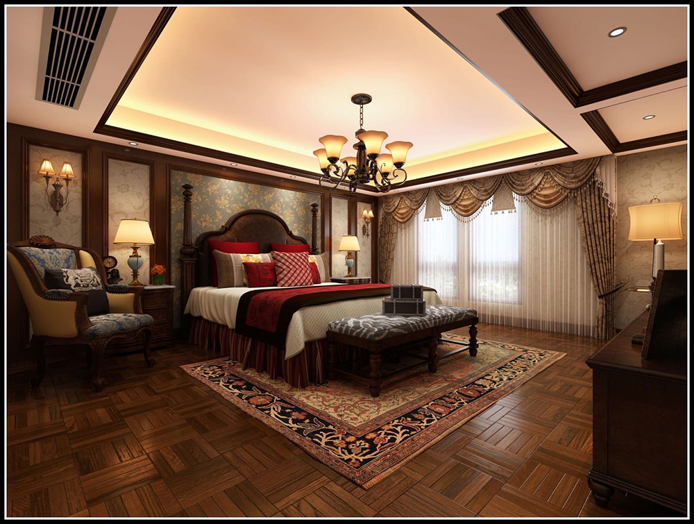 裝修公司美式古典風(fēng)格別墅裝修效果圖-主臥 裝修公司美式古典風(fēng)格別墅裝修效果圖-主臥