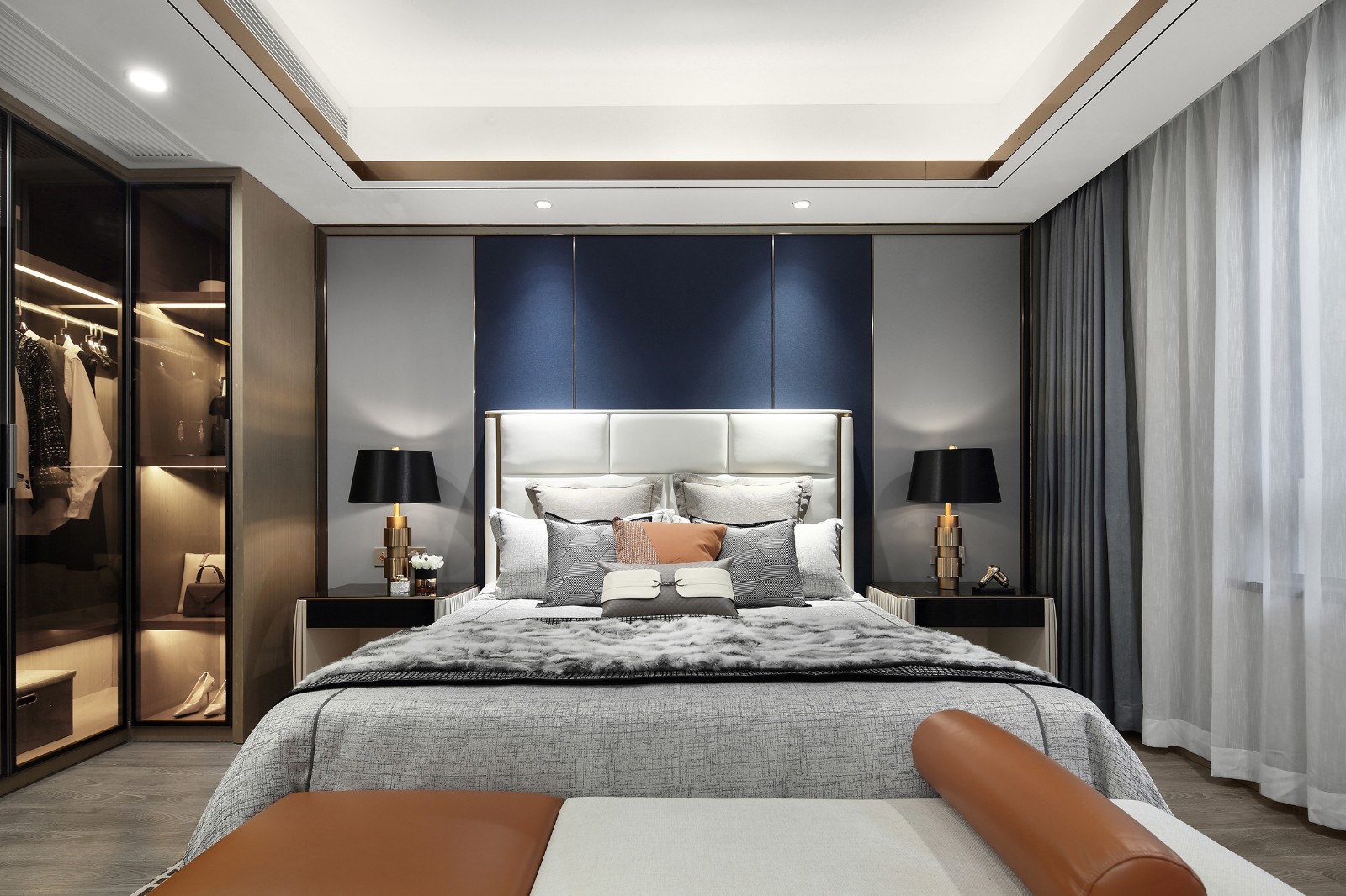 港式輕奢風格室內(nèi)設計家裝案例-主臥