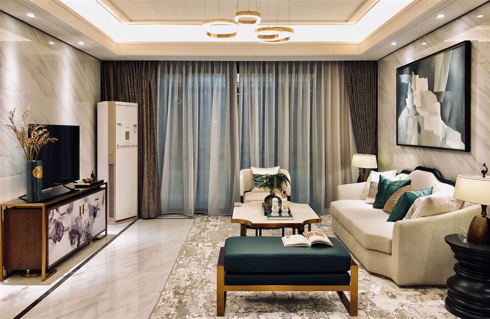 江門市保利中央公園新中式風(fēng)格三居室裝修案例