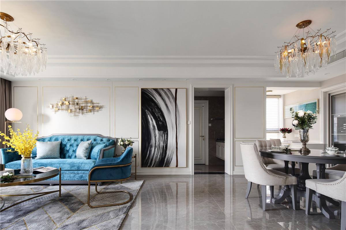 美式輕奢風格家裝設(shè)計室內(nèi)裝修效果圖-客餐廳 美式輕奢風格家裝設(shè)計室內(nèi)裝修效果圖-客餐廳