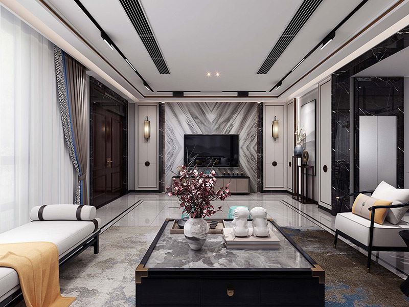 河源市匯景外灘8號(hào)新中式風(fēng)格別墅裝修案例