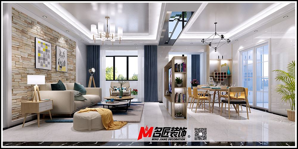 河源市匯景外灘8號(hào)現(xiàn)代簡(jiǎn)約風(fēng)格三居室裝修案例