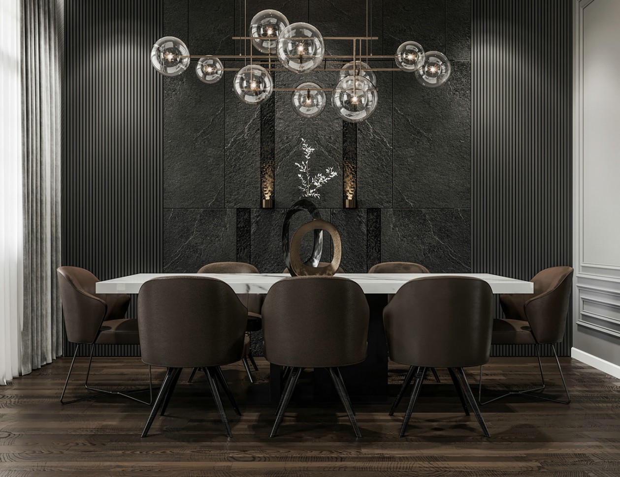 現(xiàn)代極簡風格家裝設(shè)計室內(nèi)裝修效果圖-餐廳