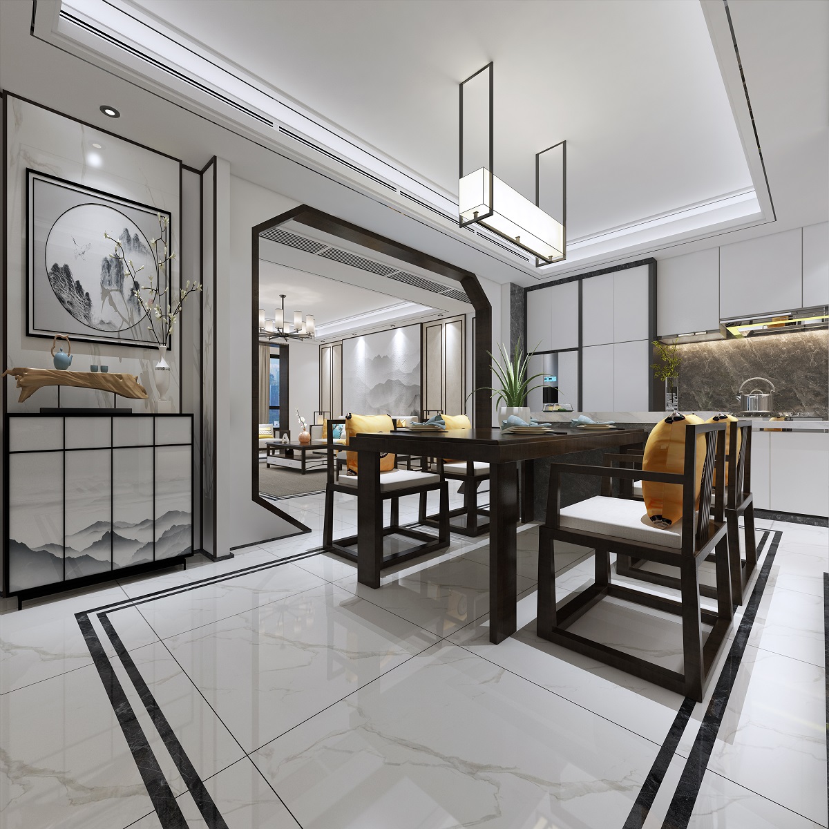 新中式風(fēng)格室內(nèi)裝修設(shè)計(jì)效果圖-中海文華熙岸三居115平米-室內(nèi)裝修設(shè)計(jì)餐廳 新中式風(fēng)格室內(nèi)裝修設(shè)計(jì)效果圖-中海文華熙岸三居115平米-室內(nèi)裝修設(shè)計(jì)餐廳