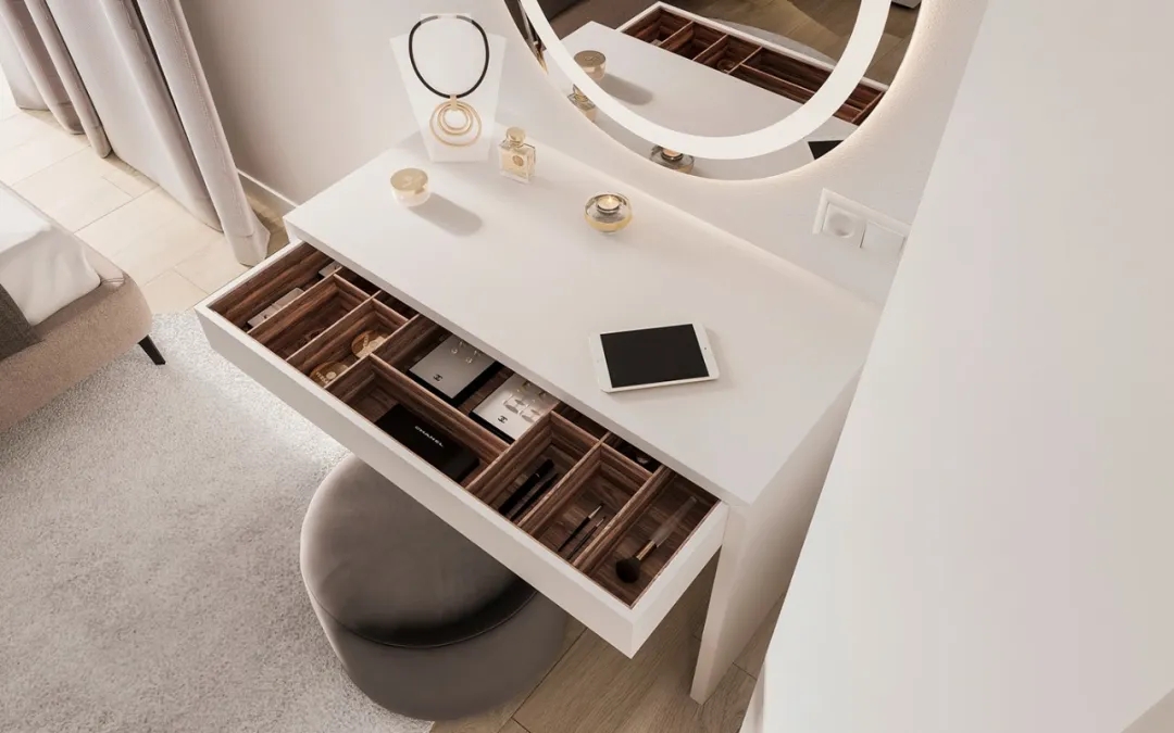 裝修案例輕奢簡(jiǎn)約風(fēng)格室內(nèi)裝修效果圖-主臥梳妝臺(tái) 裝修案例輕奢簡(jiǎn)約風(fēng)格室內(nèi)裝修效果圖-主臥梳妝臺(tái)