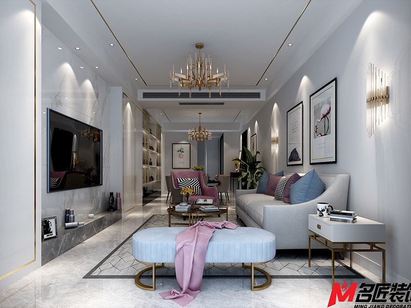 臺州市鑫磊&middot;城市之星輕奢風格三居室裝修案例