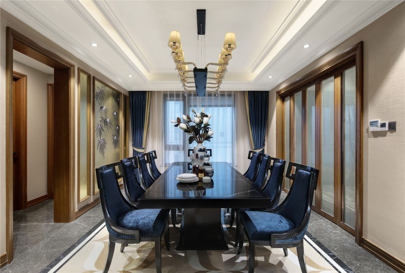 新中式風格家裝設計平層室內裝修效果圖-餐廳 新中式風格家裝設計平層室內裝修效果圖-餐廳