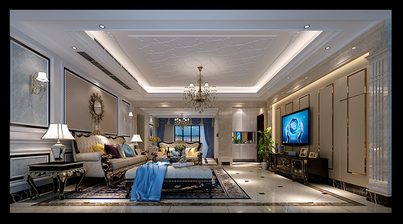 歐式風格室內(nèi)裝修設計效果圖-東湖洲花園四居160平米-室內(nèi)裝修設計客廳 歐式風格室內(nèi)裝修設計效果圖-東湖洲花園四居160平米-室內(nèi)裝修設計客廳