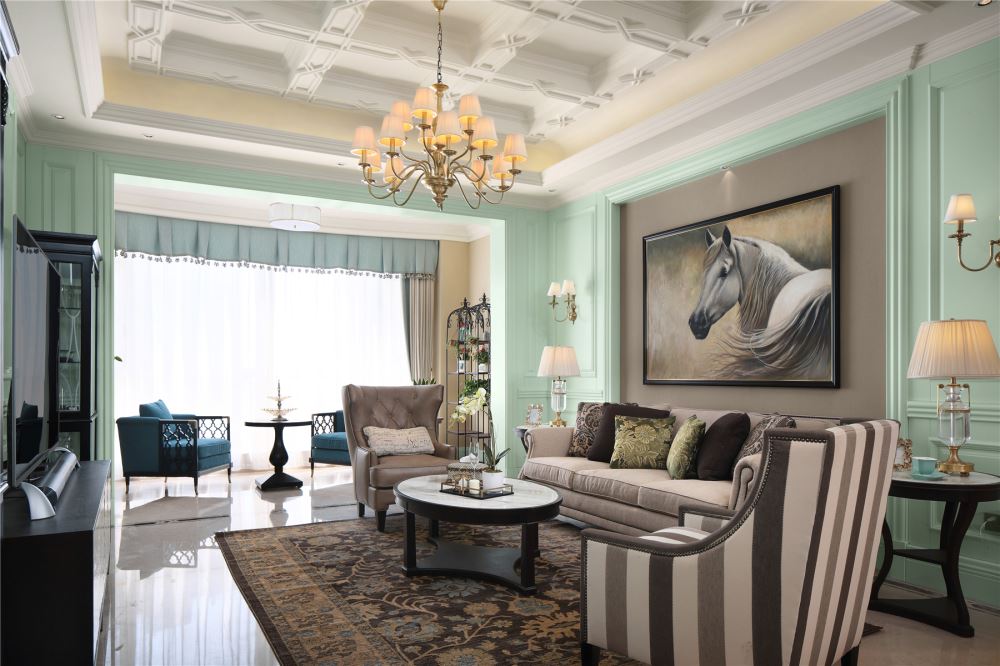 江門市幸福新村美式風(fēng)格三居室裝修案例