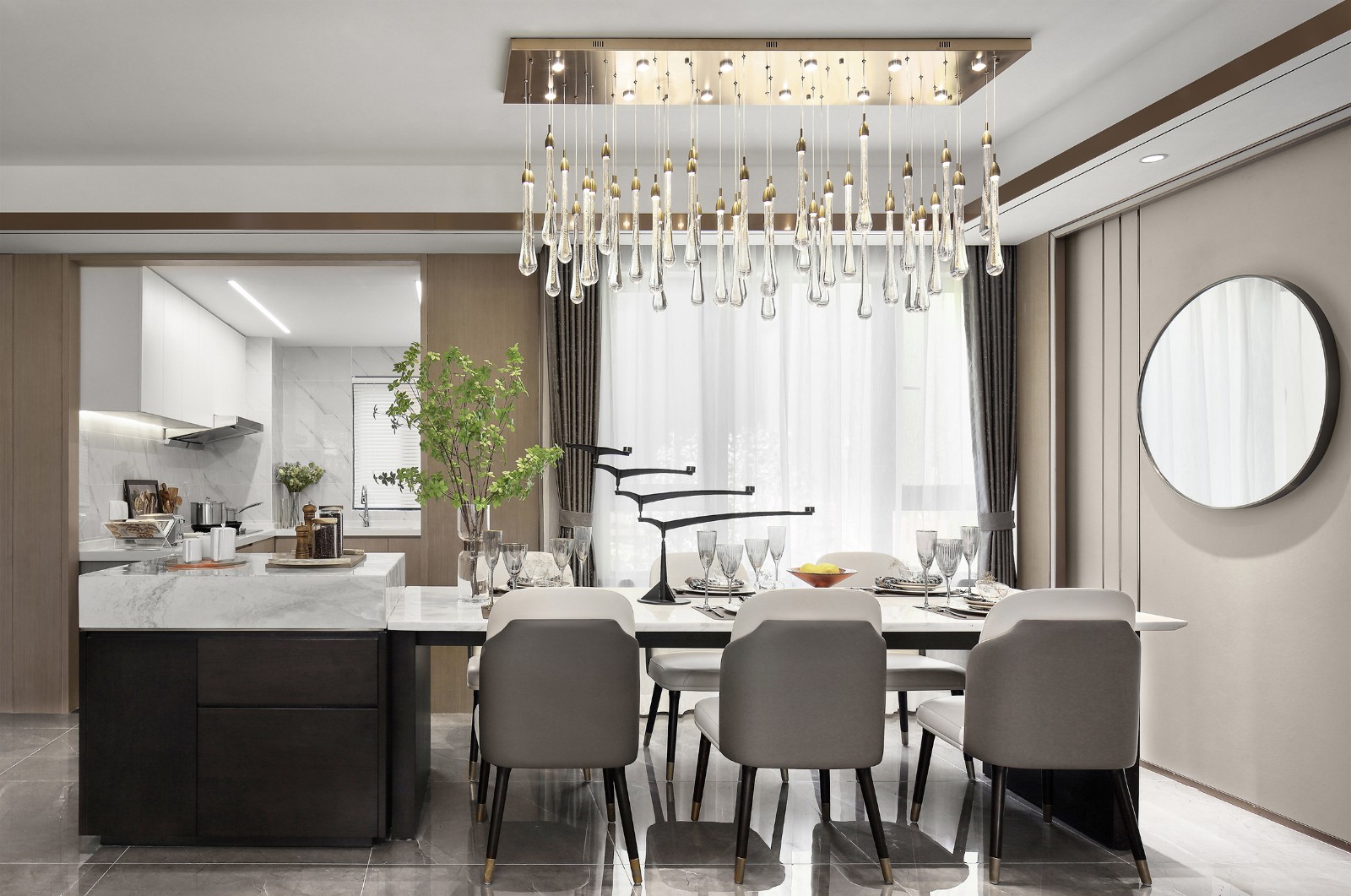 港式輕奢風格室內(nèi)設計家裝案例-餐廳