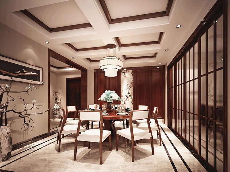 泰州市濱江國際新中式風(fēng)格復(fù)式裝修案例