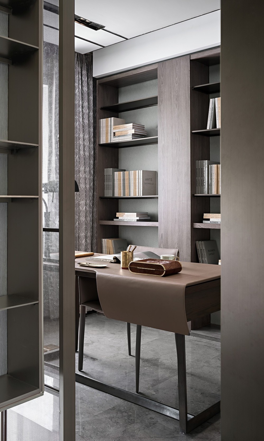 輕奢高級灰風格室內家裝案例效果圖-書房 輕奢高級灰風格室內家裝案例效果圖-書房