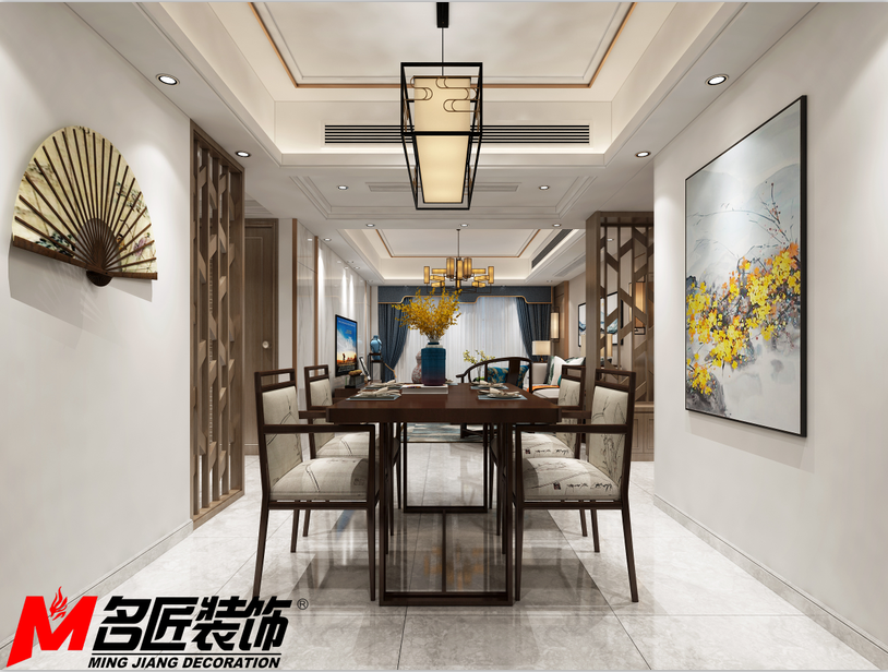 德陽市百通廣場新中式風(fēng)格三居室裝修案例